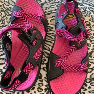 Hot pink summer keens worn a couple times